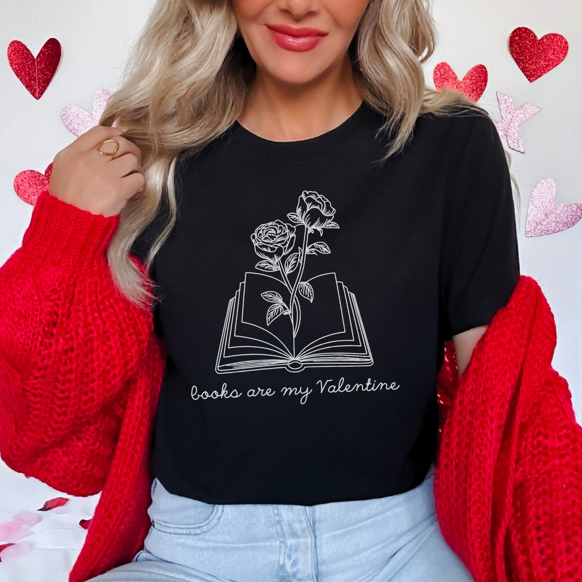 Books Are My Valentine (Floral) Heavyweight Comfort Colors Shirt - Starry Skies Austin