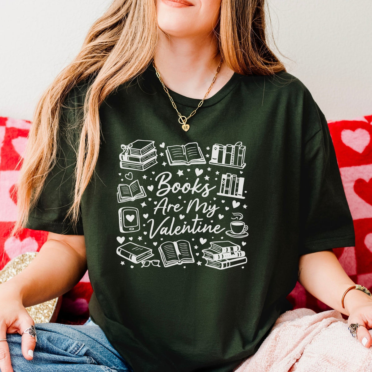 Books Are My Valentine (Graphic) Gildan Softstyle Shirt - Starry Skies Austin