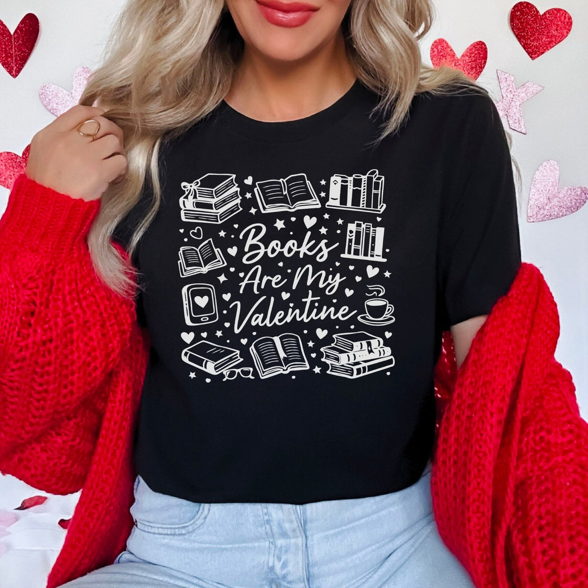 Books Are My Valentine (Graphic) Heavyweight Comfort Colors Shirt - Starry Skies Austin