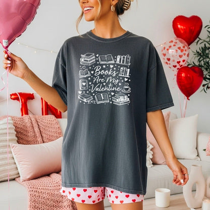 Books Are My Valentine (Graphic) Heavyweight Comfort Colors Shirt - Starry Skies Austin