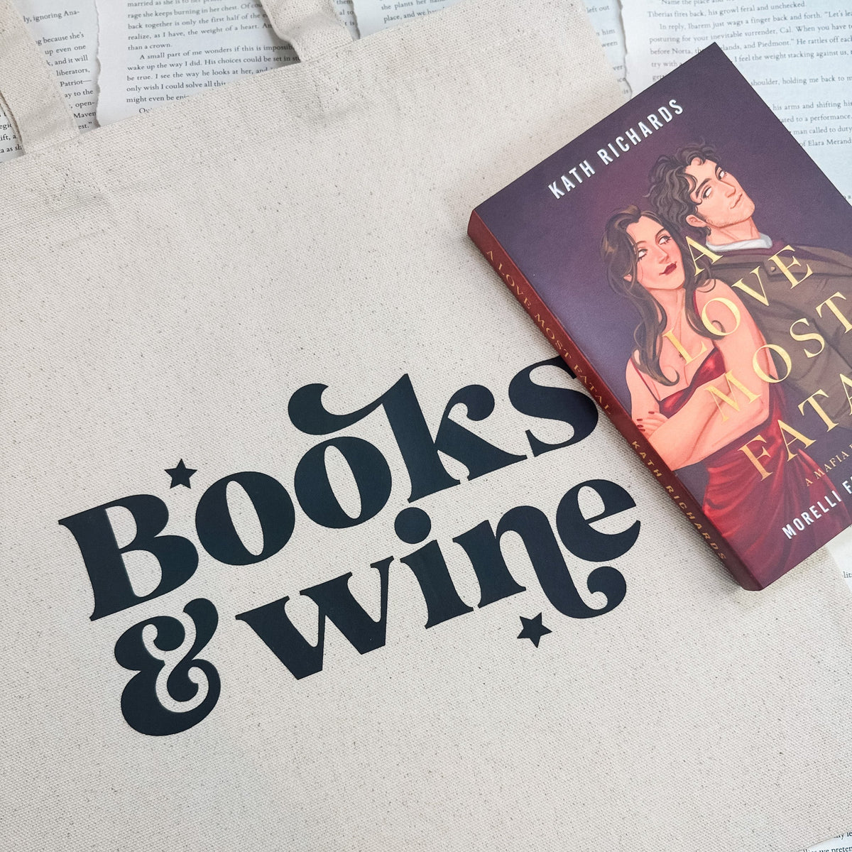Books & Wine Canvas Tote Bag - Starry Skies Austin