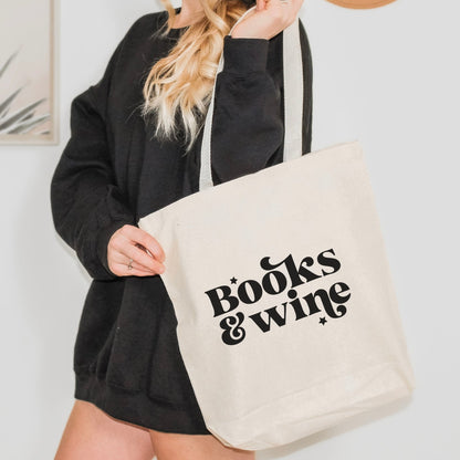 Books & Wine Canvas Tote Bag - Starry Skies Austin