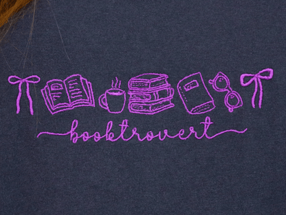 “Booktrovert” Embroidered Shirt - Starry Skies Austin