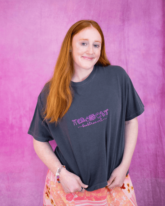 “Booktrovert” Embroidered Shirt - Starry Skies Austin