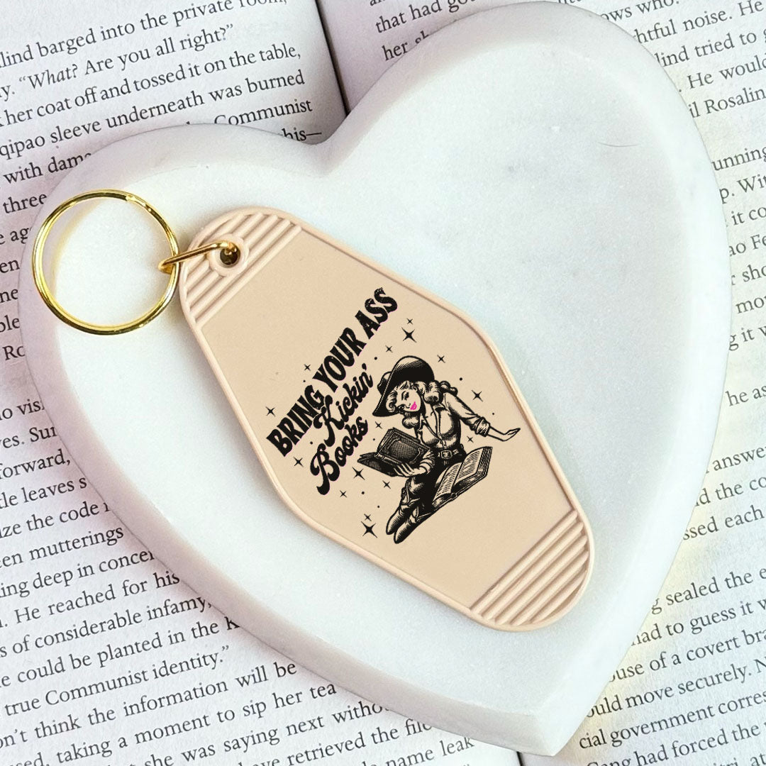 Bring Your Ass Kickin’ Books Retro Motel Keychain - Starry Skies Austin