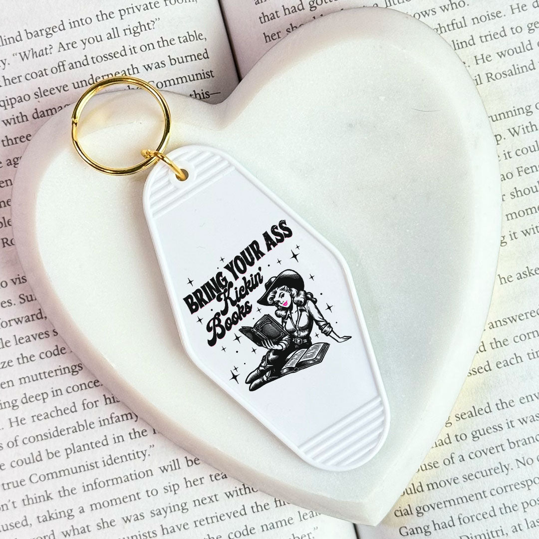 Bring Your Ass Kickin’ Books Retro Motel Keychain - Starry Skies Austin