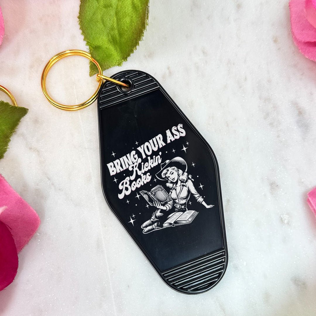 Bring Your Ass Kickin’ Books Retro Motel Keychain - Starry Skies Austin