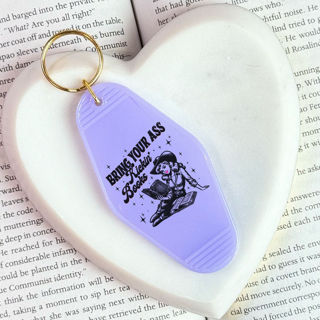 Bring Your Ass Kickin’ Books Retro Motel Keychain - Starry Skies Austin