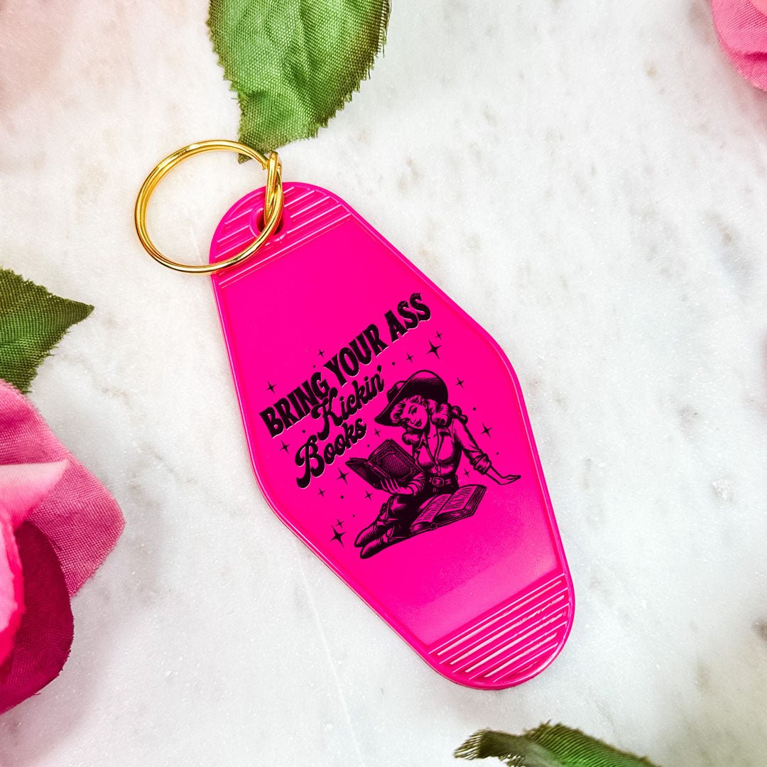 Bring Your Ass Kickin’ Books Retro Motel Keychain - Starry Skies Austin