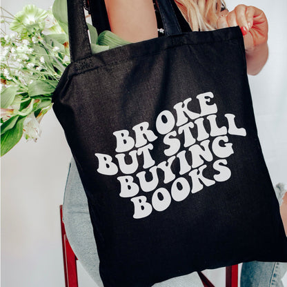 Broke But Still Buying Books Canvas Tote Bag - Starry Skies Austin