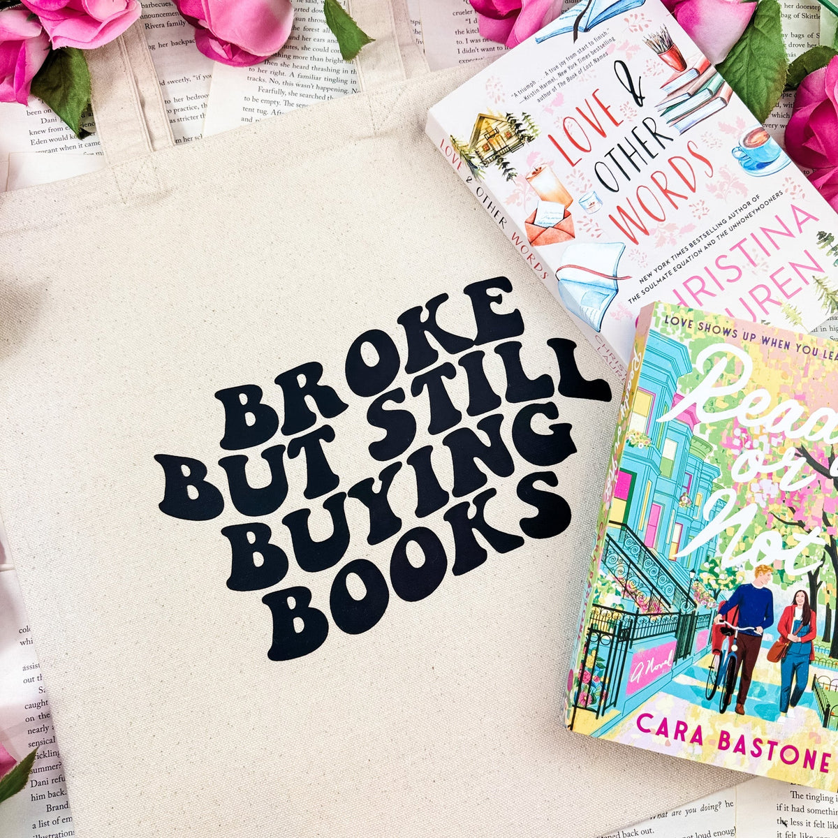 Broke But Still Buying Books Canvas Tote Bag - Starry Skies Austin