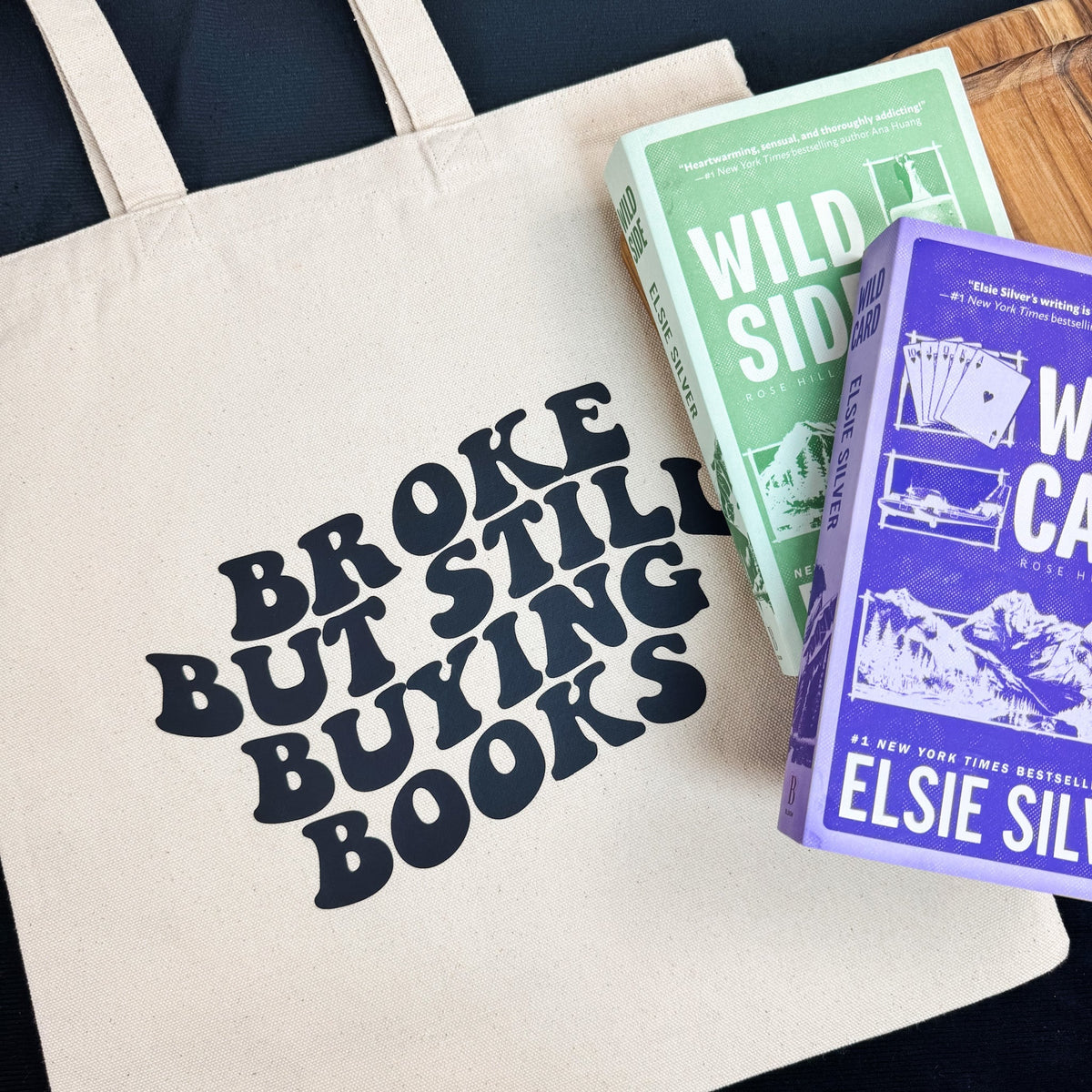 Broke But Still Buying Books Canvas Tote Bag - Starry Skies Austin