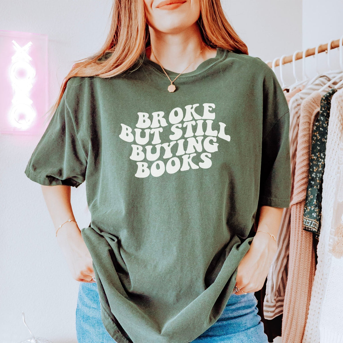 Broke But Still Buying Books Heavyweight Comfort Colors Shirt - Starry Skies Austin