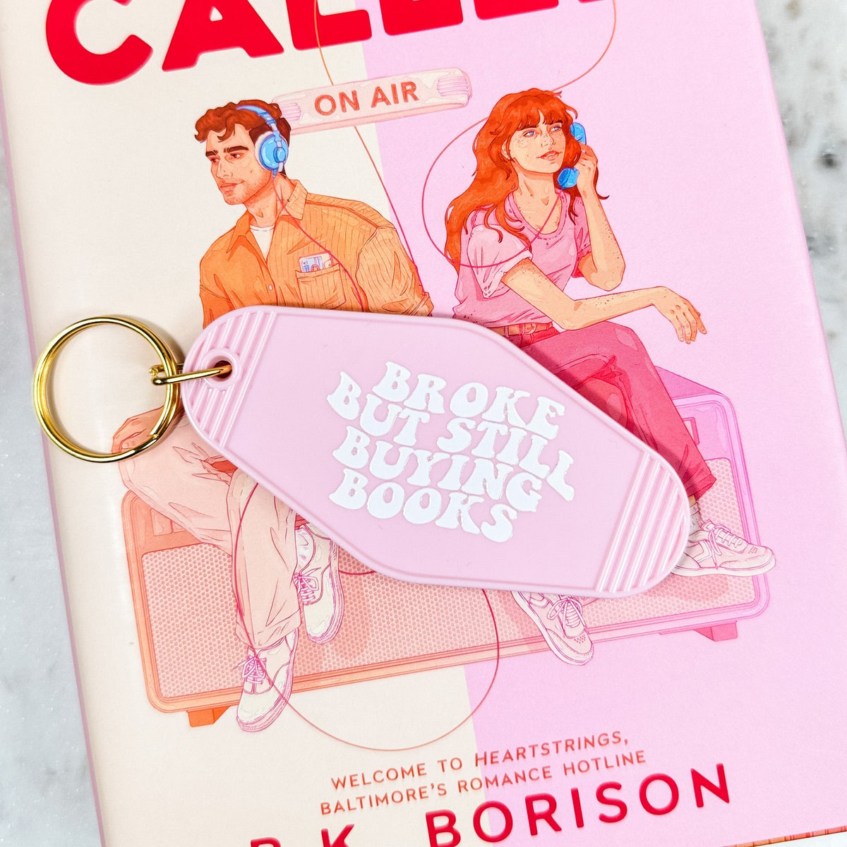 Broke But Still Buying Books Retro Motel Keychain - Starry Skies Austin