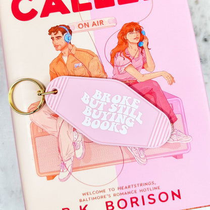 Broke But Still Buying Books Retro Motel Keychain - Starry Skies Austin