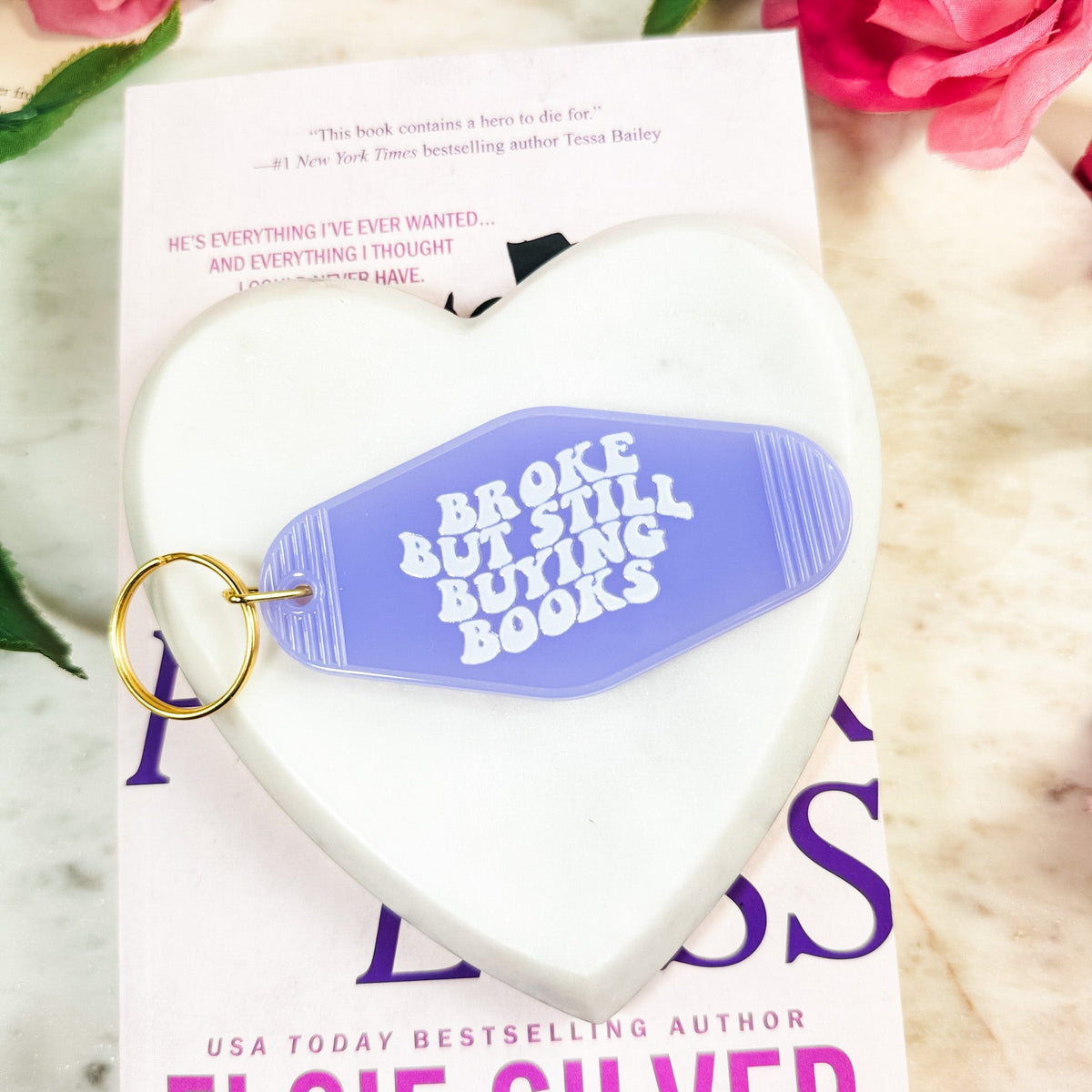 Broke But Still Buying Books Retro Motel Keychain - Starry Skies Austin