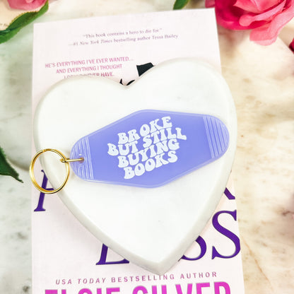 Broke But Still Buying Books Retro Motel Keychain - Starry Skies Austin