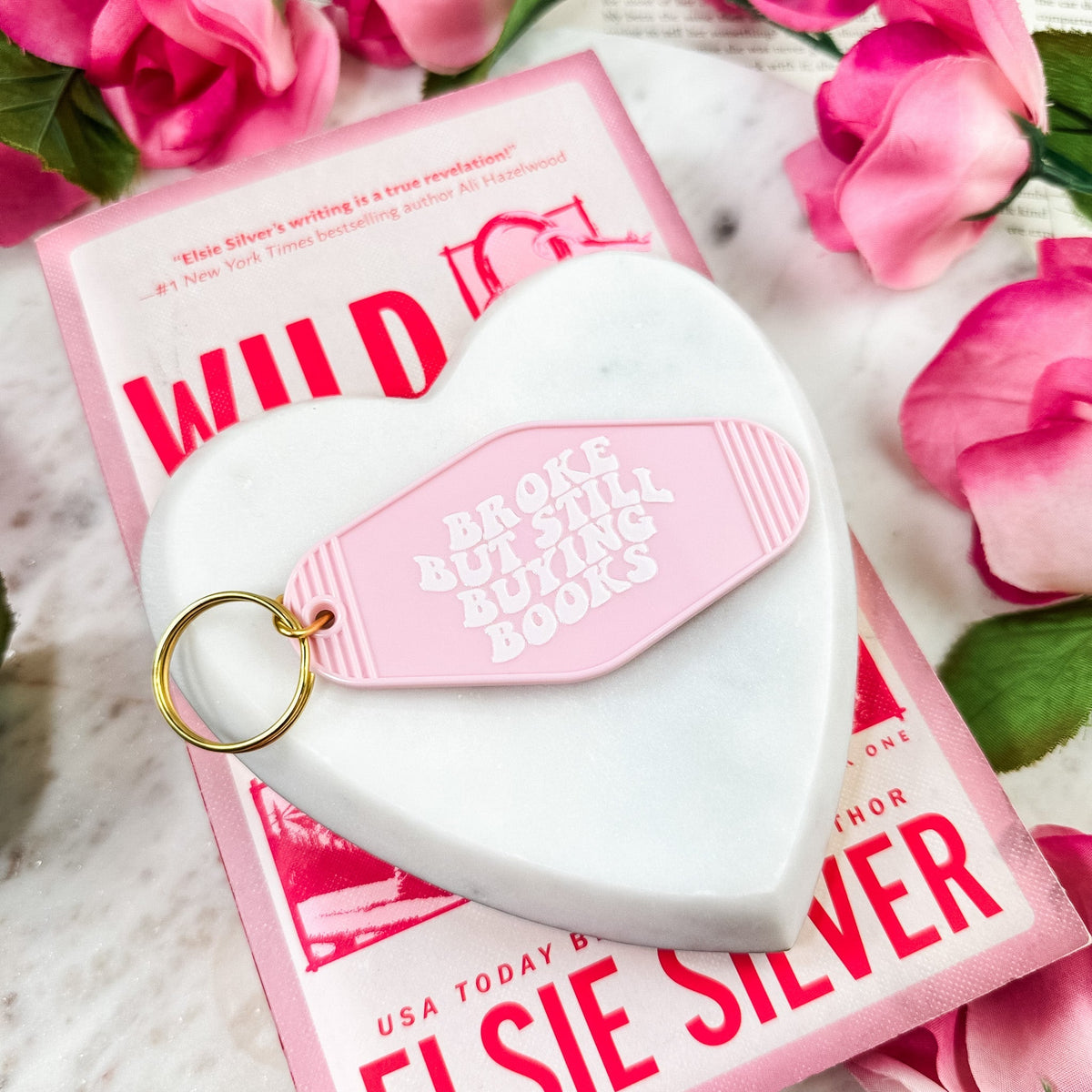 Broke But Still Buying Books Retro Motel Keychain - Starry Skies Austin