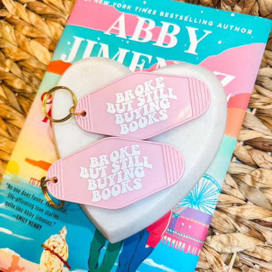 Broke But Still Buying Books Retro Motel Keychain - Starry Skies Austin