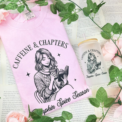 Caffeine & Chapters Pumpkin Spice Season Heavyweight Comfort Colors Shirt - Starry Skies Austin