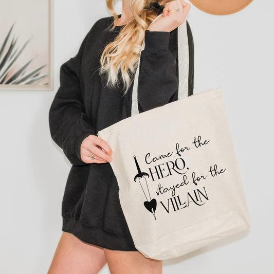 Came for the Hero, Stayed for the Villain Canvas Tote Bag - Starry Skies Austin