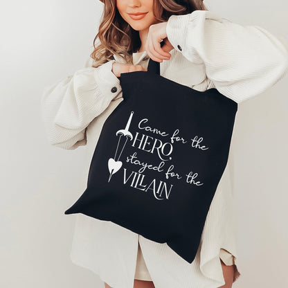 Came for the Hero, Stayed for the Villain Canvas Tote Bag - Starry Skies Austin