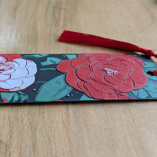 Camellia Bloom Red Floral Bookmark - Starry Skies Austin