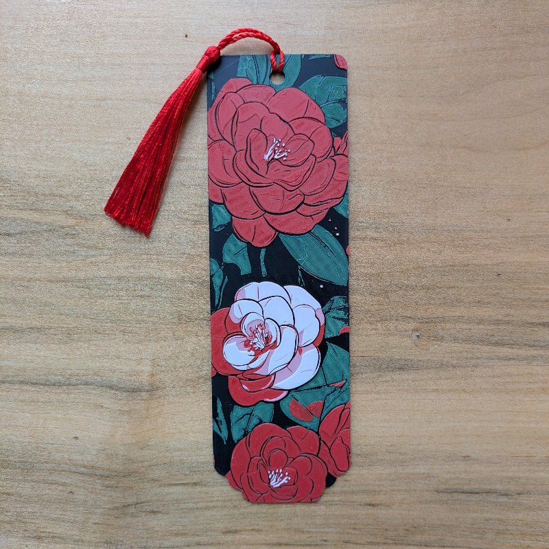 Camellia Bloom Red Floral Bookmark - Starry Skies Austin