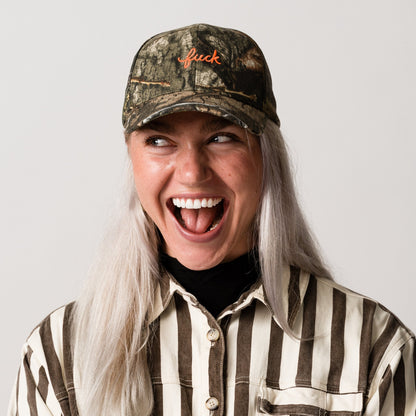Camo Fuck Script Baseball Hat - Starry Skies Austin