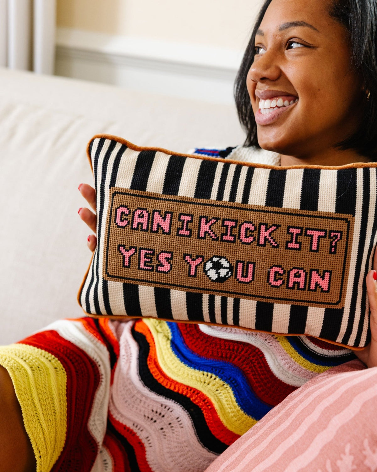 Can I Kick It Needlepoint Pillow - Starry Skies Austin