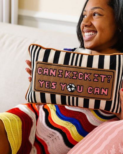 Can I Kick It Needlepoint Pillow - Starry Skies Austin