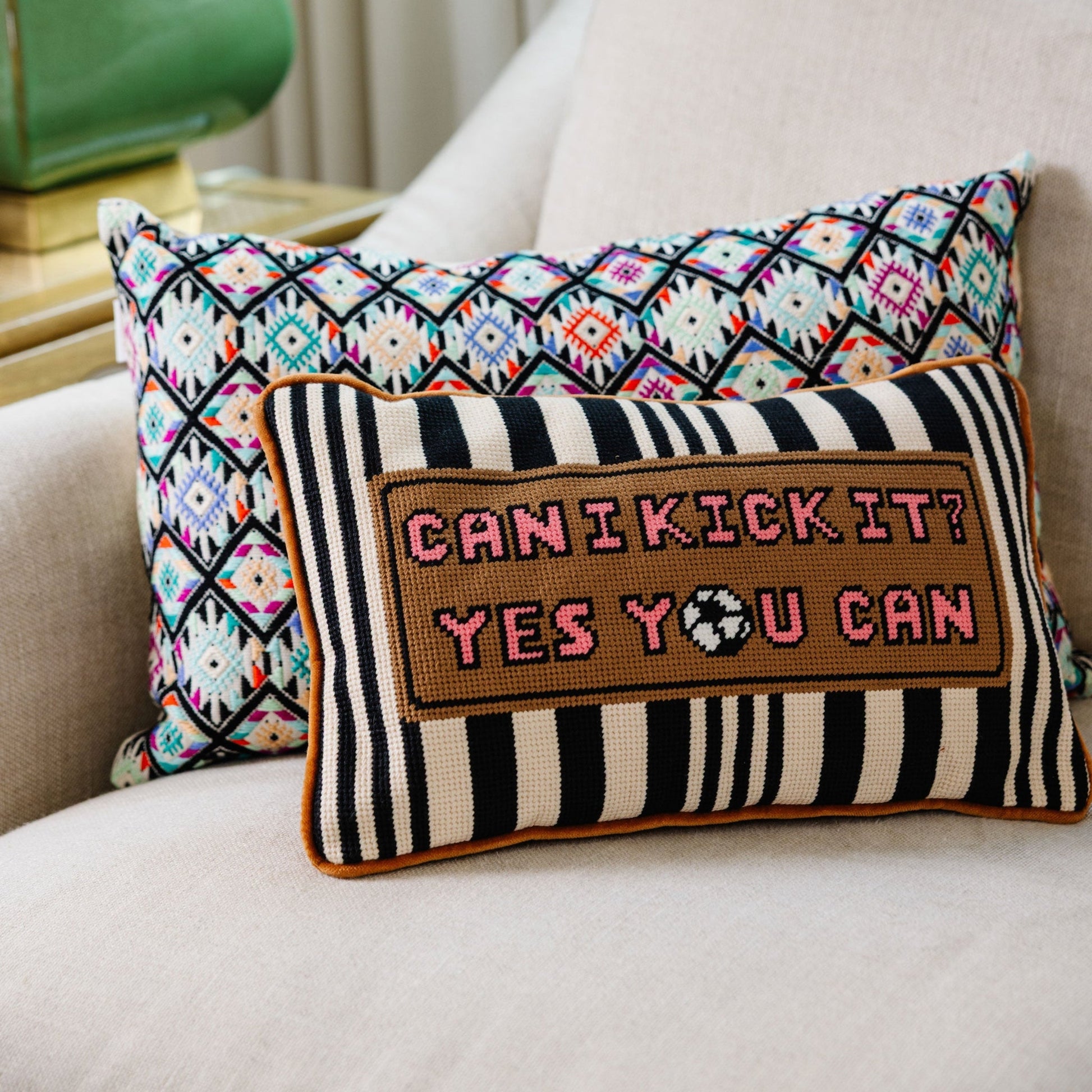 Can I Kick It Needlepoint Pillow - Starry Skies Austin