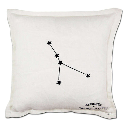 Cancer Astrology Hand-Embroidered Pillow by Cat Studio - Starry Skies Austin