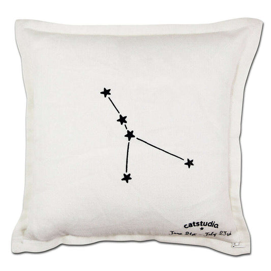 Cancer Astrology Hand-Embroidered Pillow by Cat Studio - Starry Skies Austin