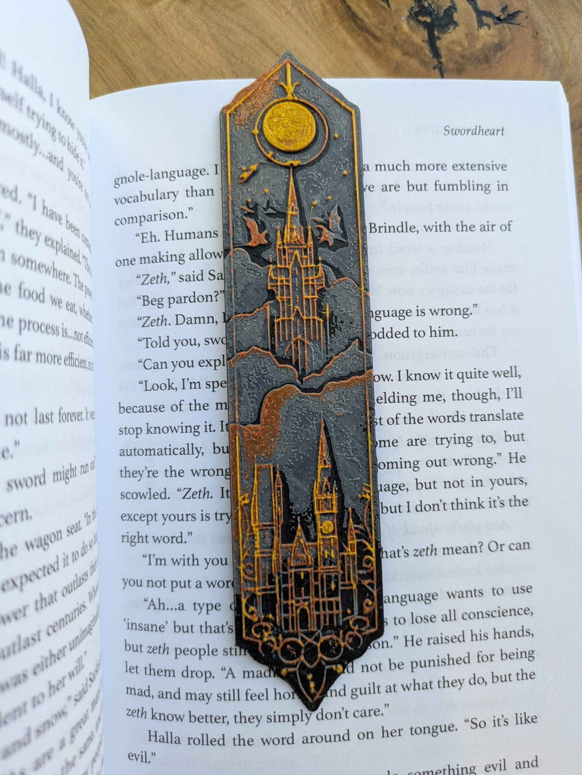 Celestial Gothic Castle Bookmarks – Handcrafted Elegant Black & Gold Magic Themed Bookmarks - Starry Skies Austin