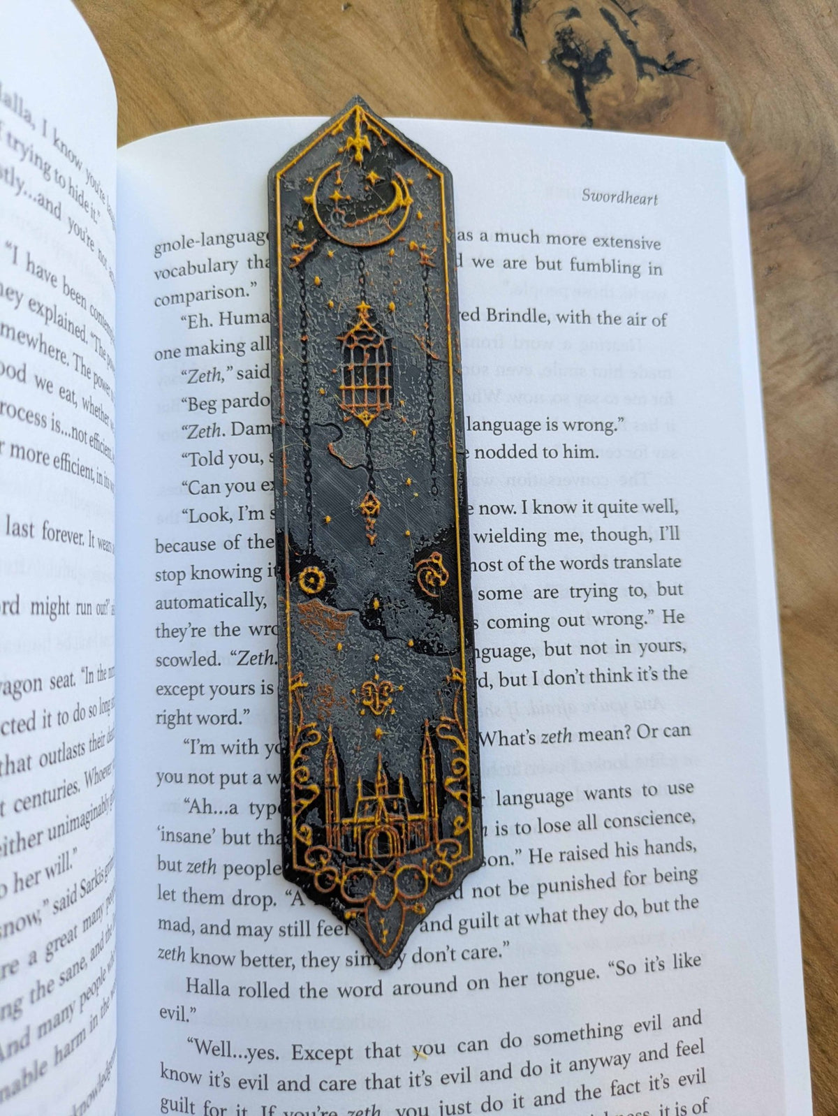 Celestial Gothic Castle Bookmarks – Handcrafted Elegant Black & Gold Magic Themed Bookmarks - Starry Skies Austin