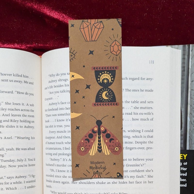 Celestial Moth Sigil Kraft Bookmark Printed Art Object - Starry Skies Austin
