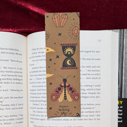 Celestial Moth Sigil Kraft Bookmark Printed Art Object - Starry Skies Austin