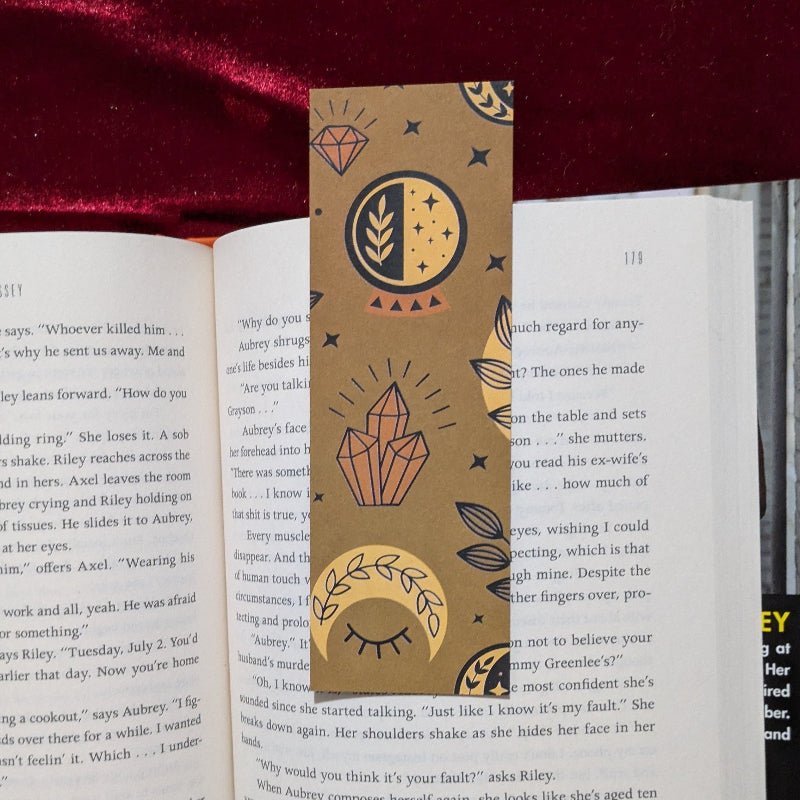 Celestial Moth Sigil Kraft Bookmark Printed Art Object - Starry Skies Austin