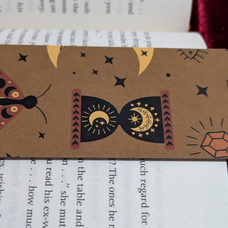 Celestial Moth Sigil Kraft Bookmark Printed Art Object - Starry Skies Austin