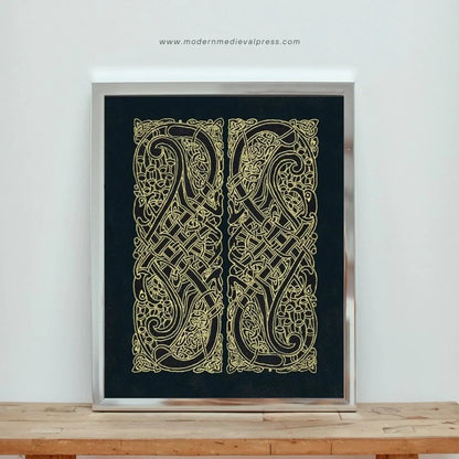 Celtic Knot Intertwined Birds Fine Art Print Book of Kells - Starry Skies Austin
