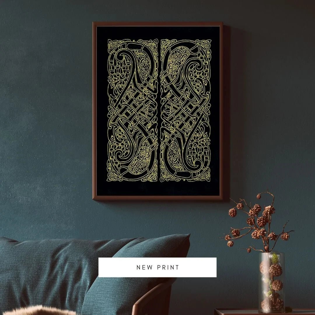 Celtic Knot Intertwined Birds Fine Art Print Book of Kells - Starry Skies Austin