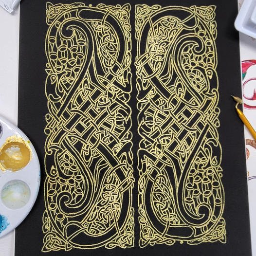 Celtic Knot Intertwined Birds Fine Art Print Book of Kells - Starry Skies Austin