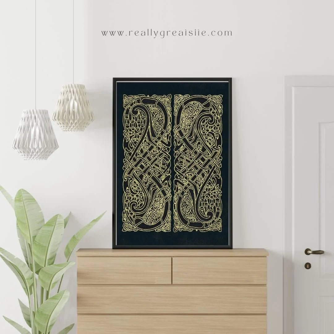 Celtic Knot Intertwined Birds Fine Art Print Book of Kells - Starry Skies Austin