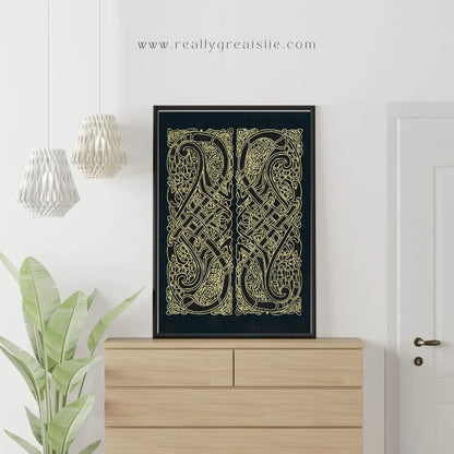Celtic Knot Intertwined Birds Fine Art Print Book of Kells - Starry Skies Austin
