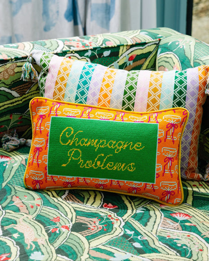 Champagne Problems Needlepoint Pillow - Starry Skies Austin