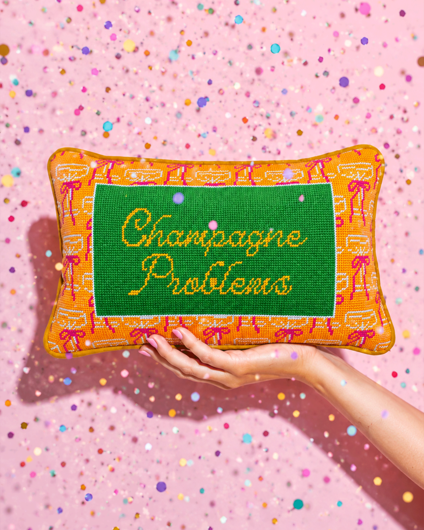 Champagne Problems Needlepoint Pillow - Starry Skies Austin