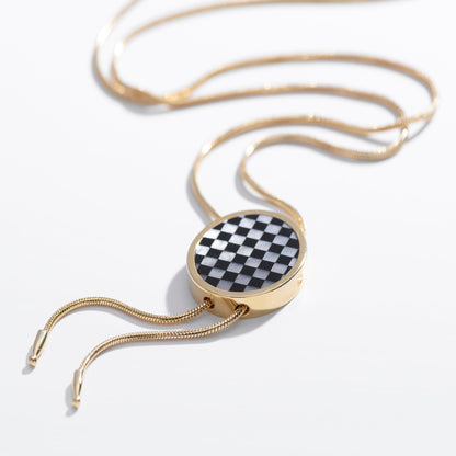 Checkered Bolo Necklace - Starry Skies Austin