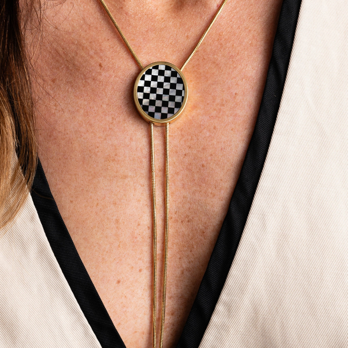 Checkered Bolo Necklace - Starry Skies Austin