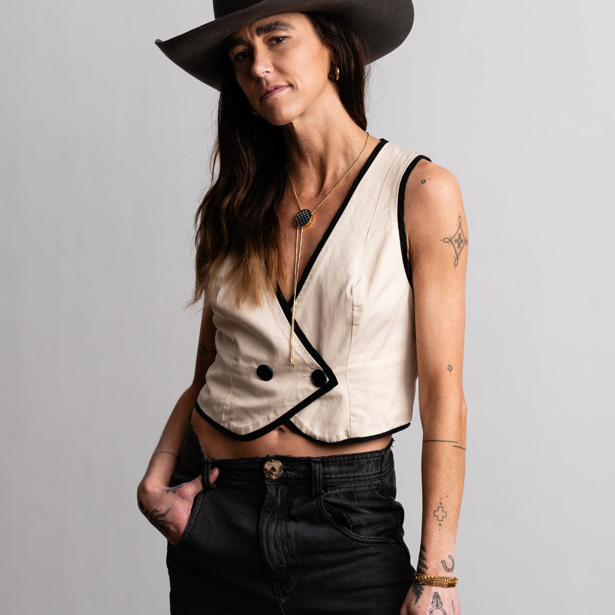 Checkered Bolo Necklace - Starry Skies Austin